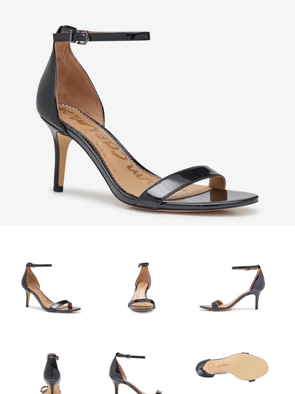 Sam Edelman Black Patent Ankle-Strap Dress Sandal